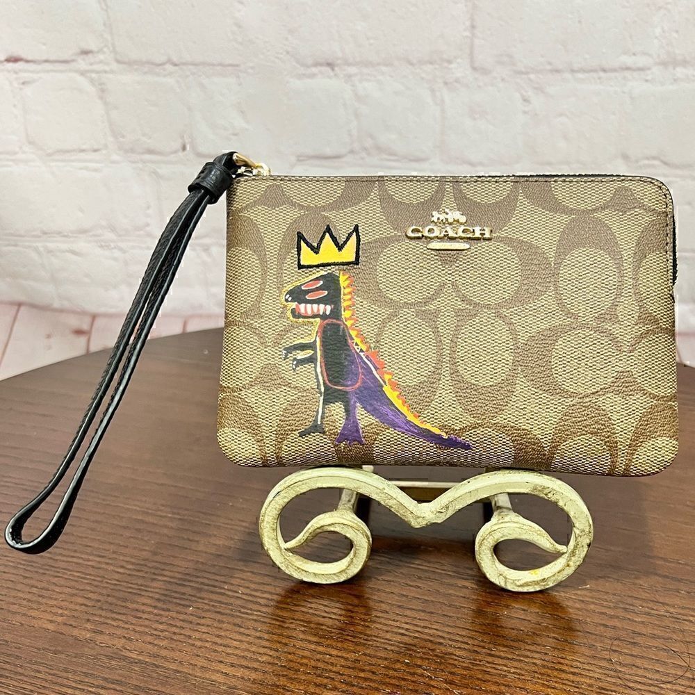 Coach X Jean Michel Basquiat Corner Zip Wristlet In Signature Canvas limited